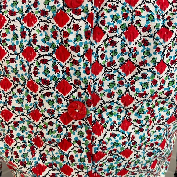 Colonial Colonel Americana Revolutionary Historical Calico Print Dress Size 6 - Picture 5 of 10